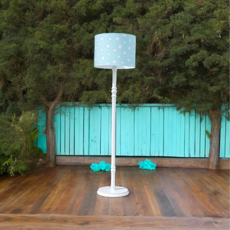 lampa podłogowa miętowa w gwiazdki mint stars