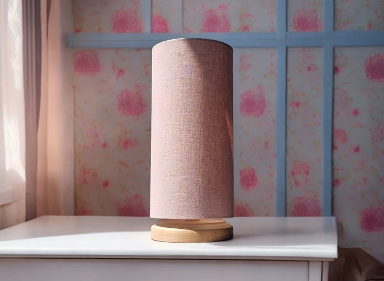 lampka nocna lniana różowa do pokoju dziewczynki