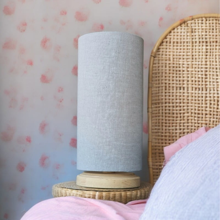 lampka nocna lniana szara boho