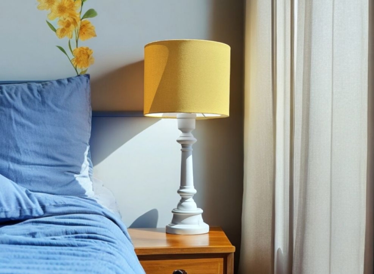 lampka nocna do pokoju chłopca z żółtym kloszem