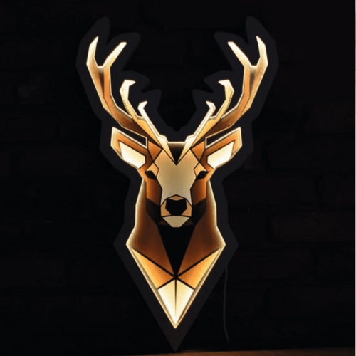 duża lampa nocna na ścianę ze sklejki jeleń