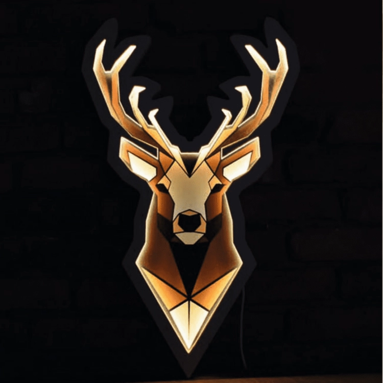 duża lampa nocna na ścianę ze sklejki jeleń