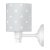 Kinkiet szary w kropki Lovely Dots Grey – lampka nocna ścienna dla dzieci, idealna do pokoju chłopca i dziewczynki, wykonana z bawełny i drewna bukowego.