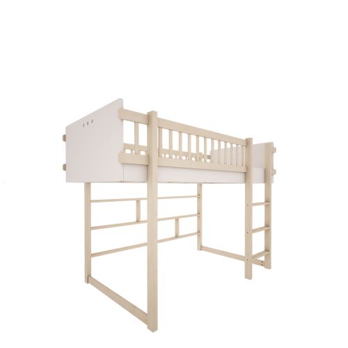 Łóżko antresola Basic białe 90x200 cm, nowoczesne i funkcjonalne, idealne dla dzieci i nastolatków.