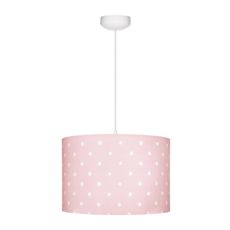 lampa sufitowa różowa w kropki dla dziewczynki