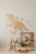 Drewniana dekoracja ścienna T-Rex w stylu origami, wykonana ze sklejki liściastej, idealna do pokoju dziecięcego, dostępna w trzech rozmiarach.