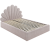 Tapicerowane łóżko dziecięce Shell z uroczym zagłówkiem w kształcie muszli, dostępne w pastelowych kolorach.