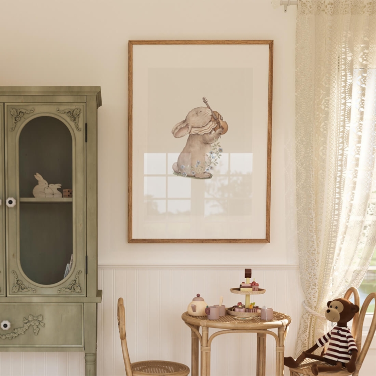 plakat dla dzieci królik w stylu boho