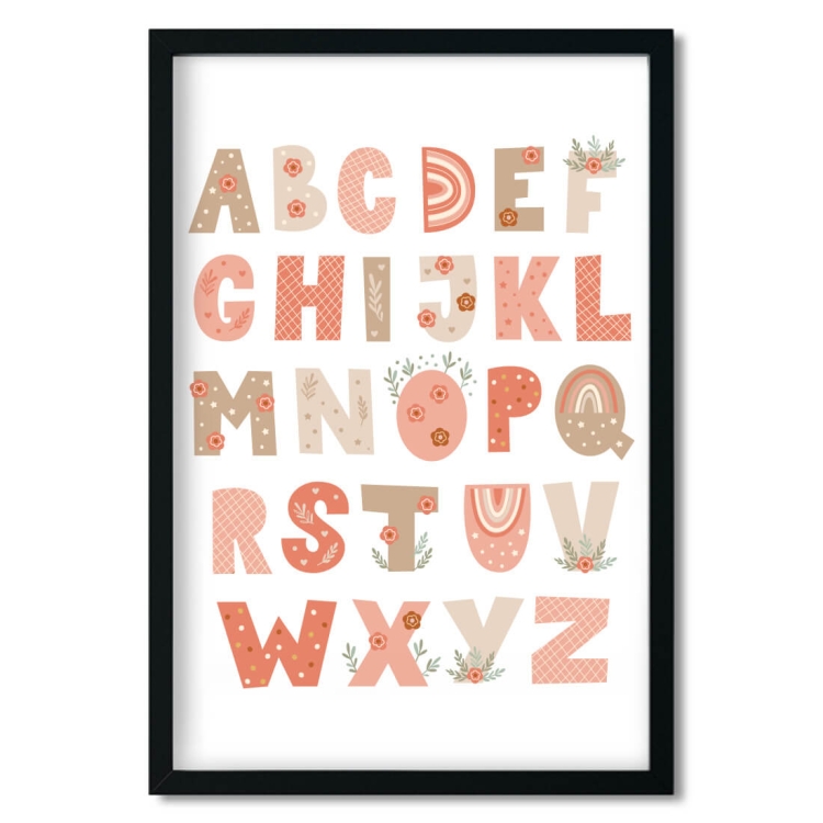 Plakat dla dzieci "Alfabet Boho I" – edukacyjny plakat w stylu boho do nauki alfabetu, dekoracja ścienna