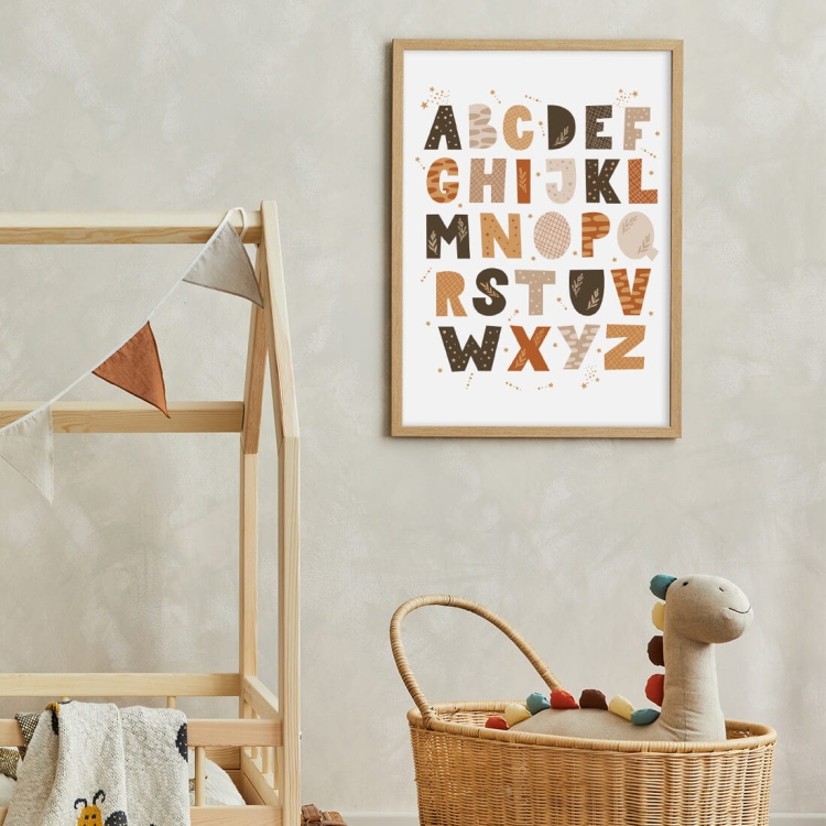 Plakat dla dzieci "Alfabet Boho II" – edukacyjny plakat w stylu boho, idealny do nauki alfabetu