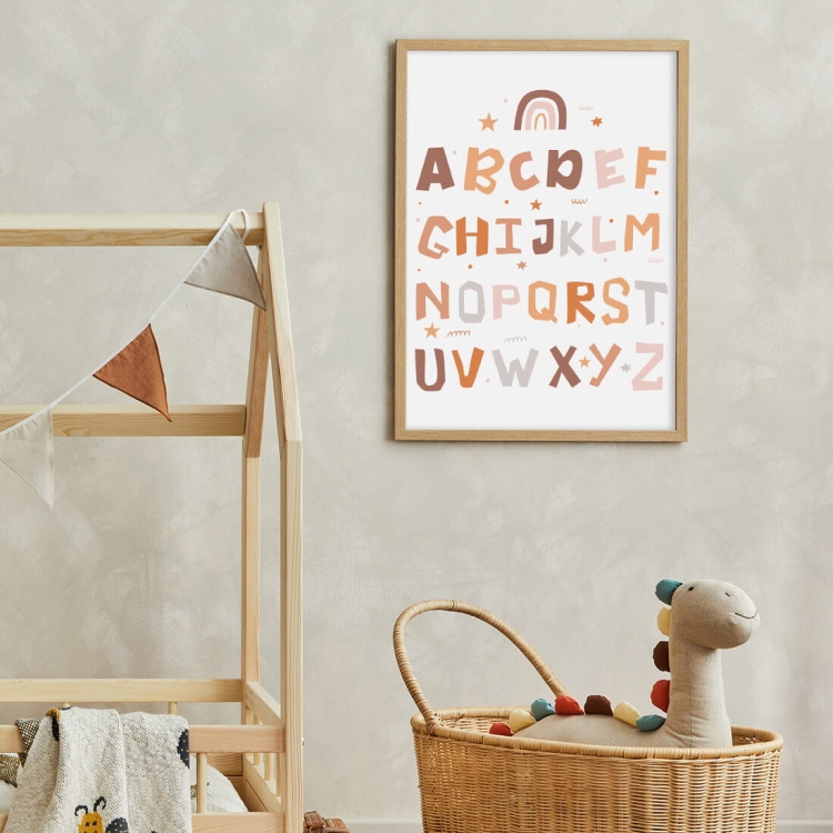 Plakat dla dzieci "Alfabet Boho III" – edukacyjny plakat w stylu boho, idealny do nauki alfabetu