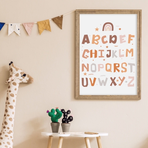 Plakat dla dzieci "Alfabet Boho III" – edukacyjny plakat w stylu boho, idealny do nauki alfabetu