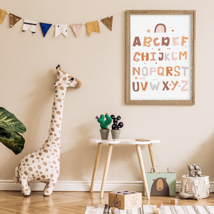 Plakat dla dzieci "Alfabet Boho III" – edukacyjny plakat w stylu boho, idealny do nauki alfabetu