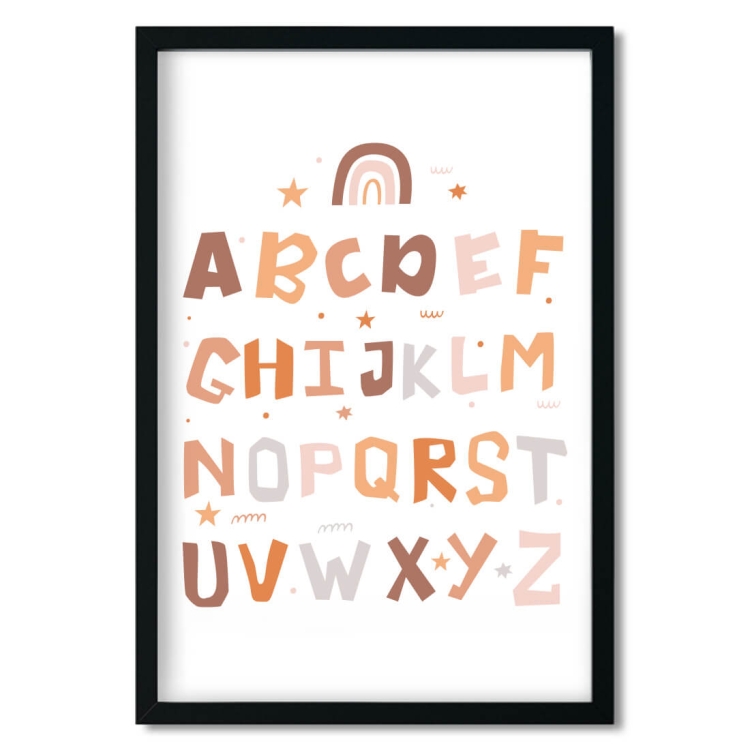 Plakat dla dzieci "Alfabet Boho III" – edukacyjny plakat w stylu boho, idealny do nauki alfabetu