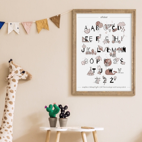 Plakat dla dzieci "Alfabet Boho IV" – edukacyjny plakat w stylu boho, idealny do nauki alfabetu