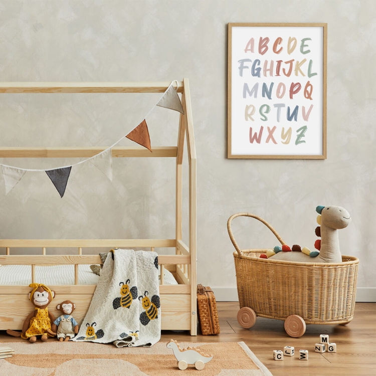 Plakat dla dzieci "Alfabet Boho V" – edukacyjny plakat w stylu boho, idealny do nauki alfabetu
