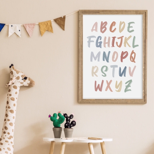 Plakat dla dzieci "Alfabet Boho V" – edukacyjny plakat w stylu boho, idealny do nauki alfabetu