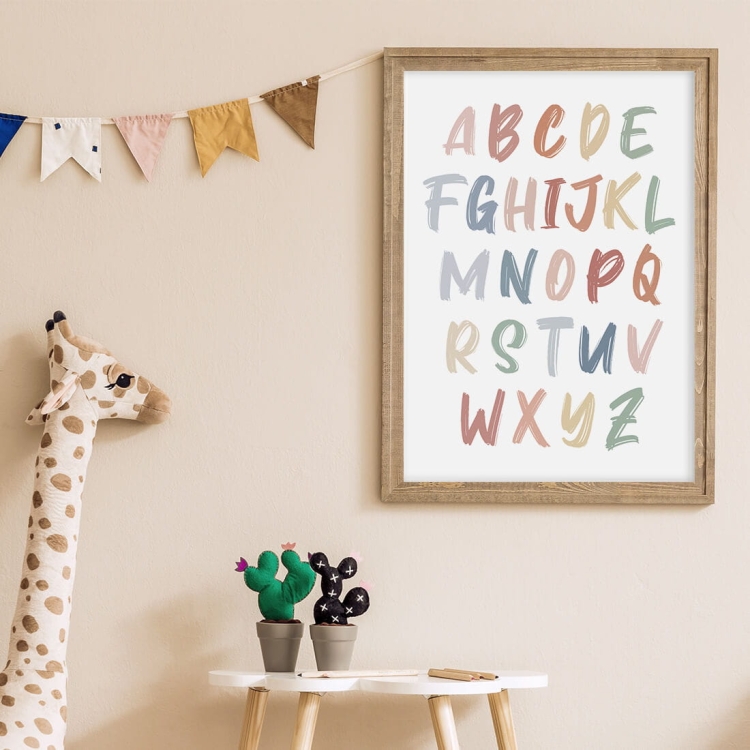 Plakat dla dzieci "Alfabet Boho V" – edukacyjny plakat w stylu boho, idealny do nauki alfabetu