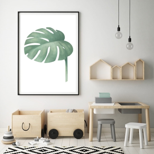 Plakat dla dzieci "Monstera" – elegancki plakat z liściem monstery, idealny do pokoju dziecka