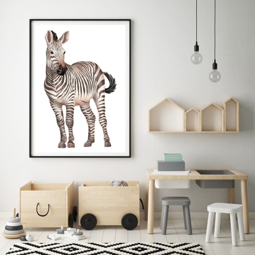 Plakat dla dzieci "Zebra" – egzotyczny plakat z zebrą, idealny do pokoju dziecka