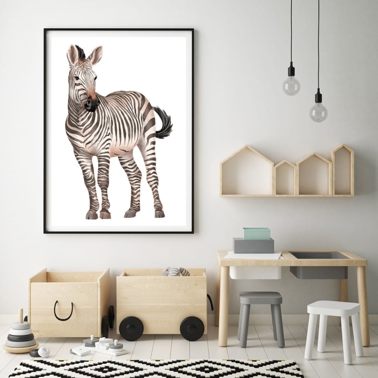 Plakat dla dzieci "Zebra" – egzotyczny plakat z zebrą, idealny do pokoju dziecka