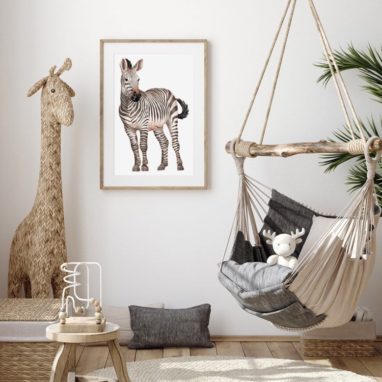 Plakat dla dzieci "Zebra" – egzotyczny plakat z zebrą, idealny do pokoju dziecka