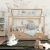 drewniane łóżko domek Simple House z prostą minimalistyczną konstrukcją