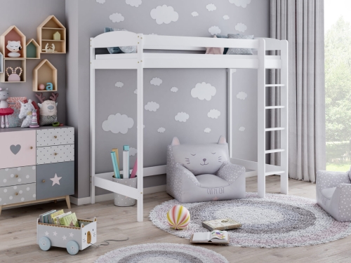 Łóżko antresola Nest on Top White – bezpieczne białe łóżko na wysokości dla dzieci