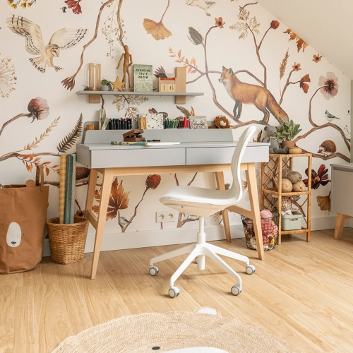 szare biurko pinio swing w stylu skandynawskim