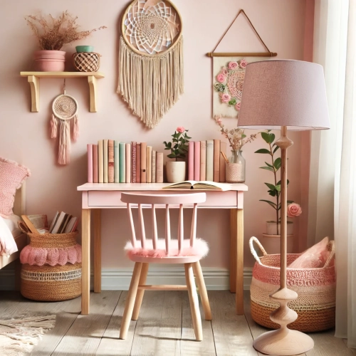 lampa podłogowa z drewna w stylu boho