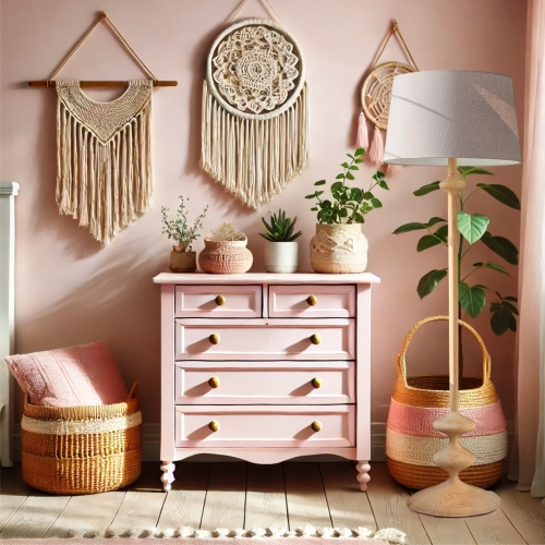 Lampa podłogowa Grey Linen Vibe – duża, szara lampa z lnianym abażurem w stylu retro i boho