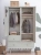 Szafa dwudrzwiowa Babushka oliwkowa w stylu retro, z drążkami, półkami i szufladami. Funkcjonalna i stylowa szafa dziecięca od Wood Luck Design