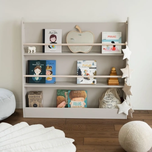 Biblioteczka Montessori w kolorze kaszmiru z trzema półkami