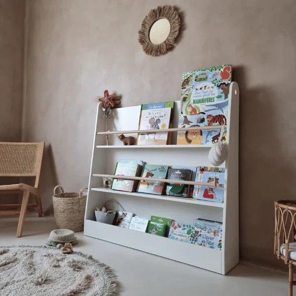 biblioteczka stojąca BOOKWORM, regał Montessori na książki, biblioteczka dla dzieci Montessori, mebel dziecięcy BOOKWORM, regał na książki dla dzieci