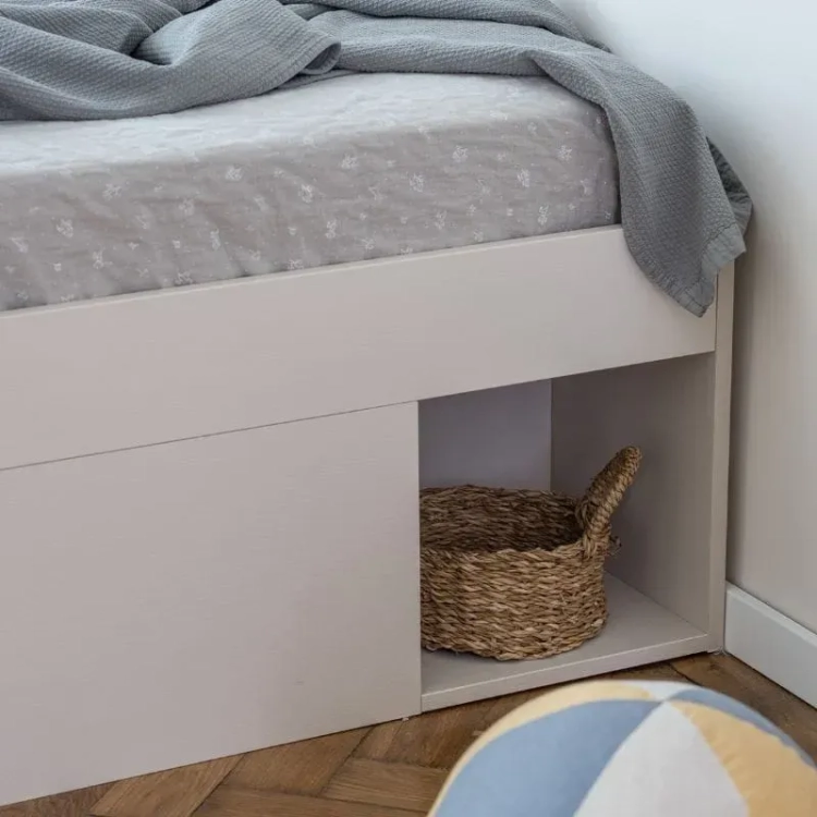 łóżeczko niemowlęce River piaskowy beż, łóżeczko z tapczanikiem 70x140, łóżeczko dla dziecka, meble dziecięce River, łóżeczko skandynawskie