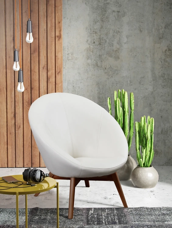 fotel młodzieżowy Patio kremowy, elegancki fotel welurowy, kremowy fotel z drewnianymi nóżkami, muszelkowy design fotela Patio, fotel kremowy do pokoju dziecka
