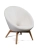 fotel młodzieżowy Patio kremowy, elegancki fotel welurowy, kremowy fotel z drewnianymi nóżkami, muszelkowy design fotela Patio, fotel kremowy do pokoju dziecka