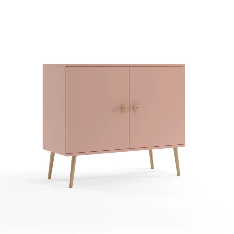 komoda Powder Harmony 2, minimalistyczna komoda skandynawska, komoda z regulowanymi półkami, komoda na drewnianych nóżkach, komoda w stylu boho