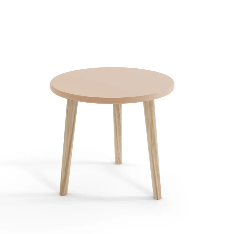 stoliczek Beige Harmony, stolik okrągły beżowy, stolik kawowy minimalistyczny, stolik w odcieniu cappuccino, stolik do pokoju dzieci