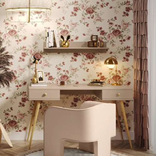 półka Beige Harmony, półka wisząca w odcieniu cappuccino, minimalistyczna półka beżowa, półka do pokoju dzieci, półka do salonu