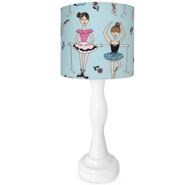 lampka nocna Doll Dancer miętowa, lampka z tancerkami dla dziewczynki, pastelowa lampka nocna, lampka baletnica miętowa, lampka z drewnianą podstawą