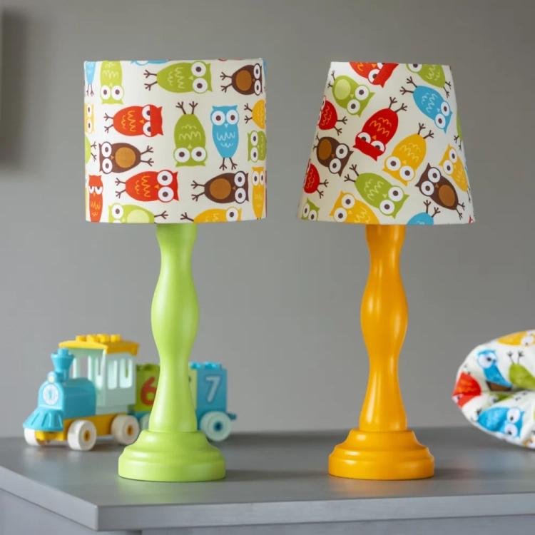 lampka nocna Owl Fun, kolorowa lampka z sowami, lampka dla dzieci, lampka nocna na komodę