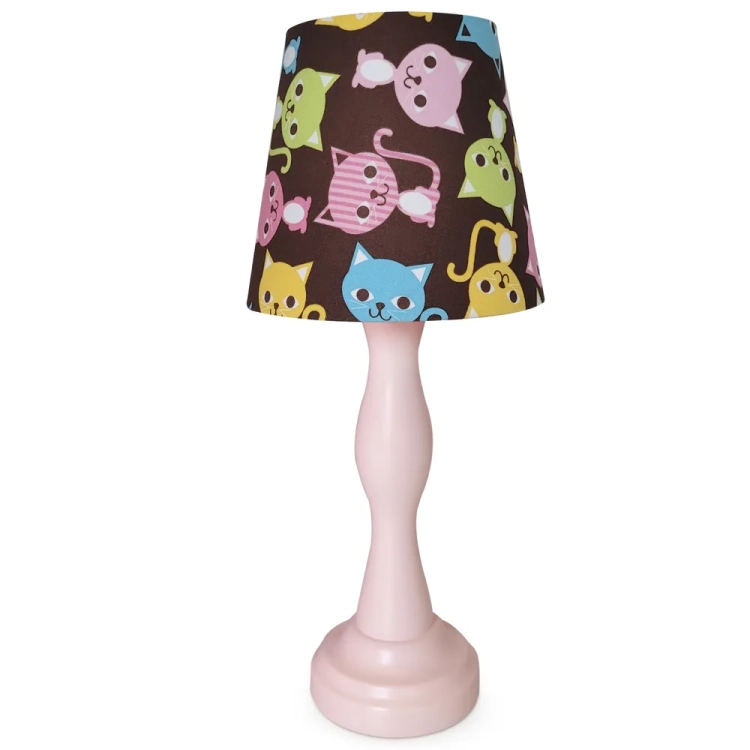 brązowa lampka nocna dla dzieci w kolorowe kotki