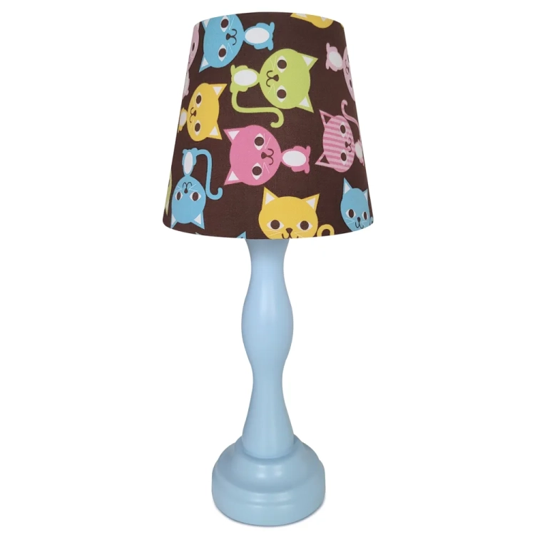 brązowa lampka nocna dla dzieci w kolorowe kotki
