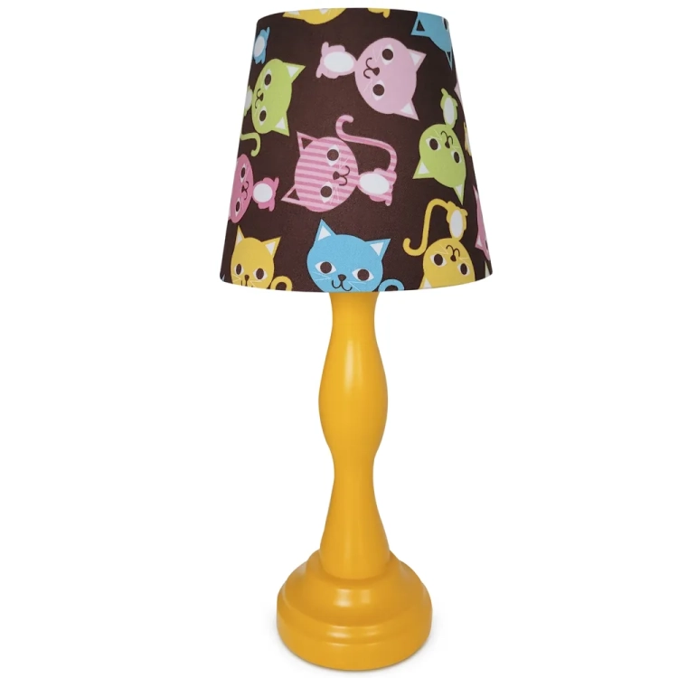 brązowa lampka nocna dla dzieci w kolorowe kotki