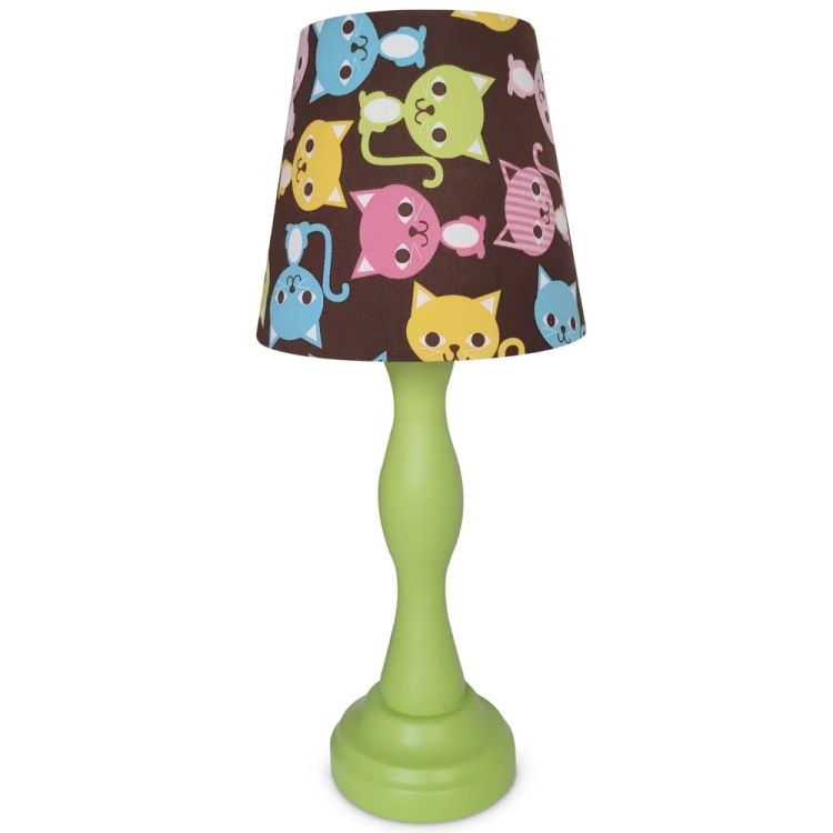 brązowa lampka nocna dla dzieci w kolorowe kotki