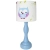 lampka nocna Wise Owl, lampka dziecięca z sowami, lampka z abażurem w błękitne sówki, lampka z drewnianą podstawą, lampka nocna do pokoju dziecka
