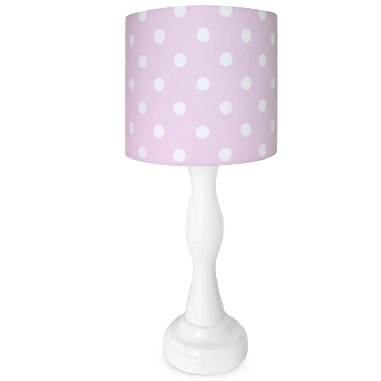 różowa lampka nocna Polka Dot Pink w białe kropeczki, pastelowa lampka dla dziewczynki, dekoracyjna lampka stożek lub walec
