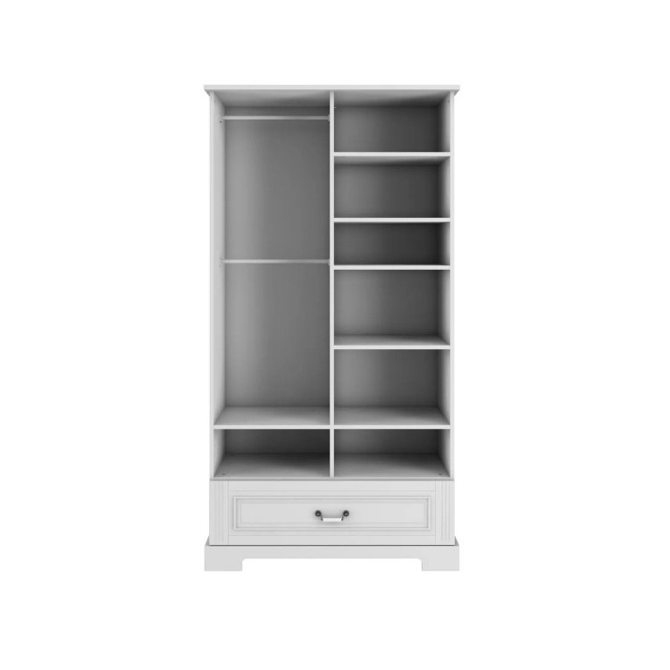 Szafa dwudrzwiowa wysoka Ines Elegant White Tall w stylu angielskim z porcelanowymi uchwytami.