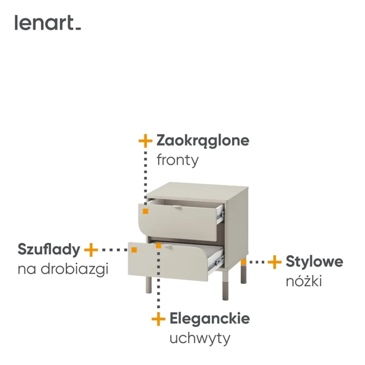 szafka nocna harmony kaszmirowa nowoczesna z zaokrągleniami do pokoju nastolatki szafka nocna dla nastolatka w kolorze kaszmirowym z szufladami nowoczesna szafka nocna harmony kaszmirowa stylowa i funkcjonalna do pokoju dziecka